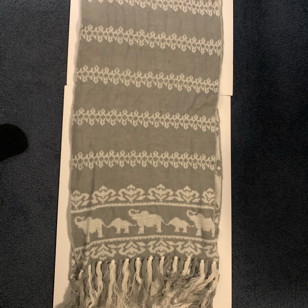 Gray Elephant Print Scarf